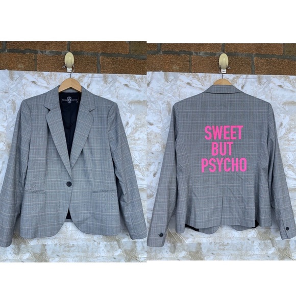 Hipchik Couture "Sweet But Psycho" Plaid Blazer - Women's Size 12 - One Button - Picture 1 of 10